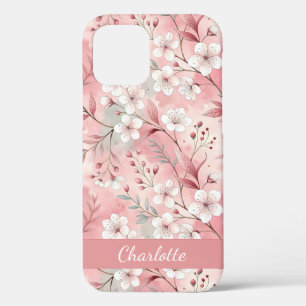 Personalizado Sakura Patrón de flor Rosa iPhone 12 Case