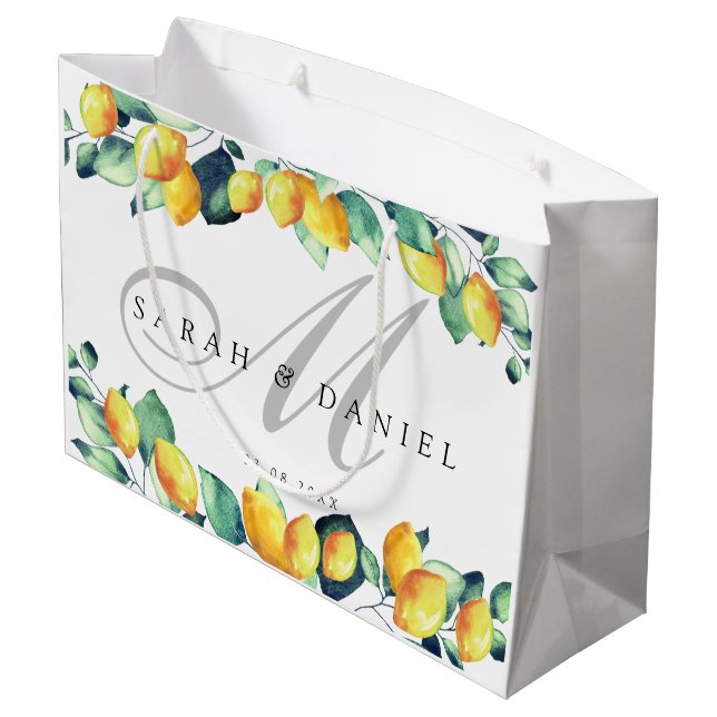 Personalization Elegant Toscana Wedding Large Gift Bag (Back Angled)