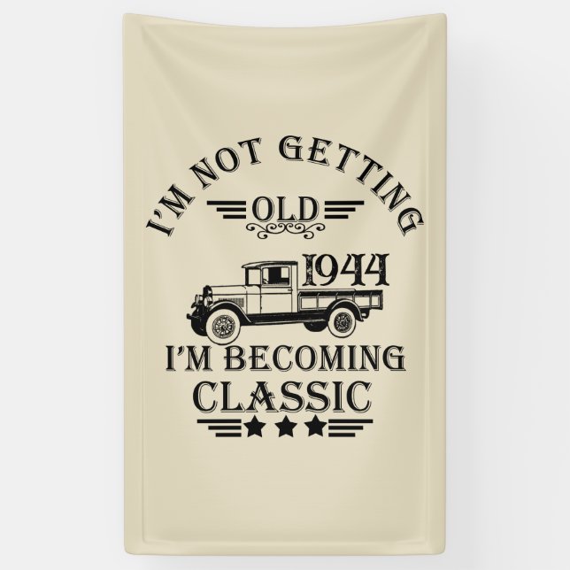 Personalizd eighty vintage 80th birthday party banner (Vertical)