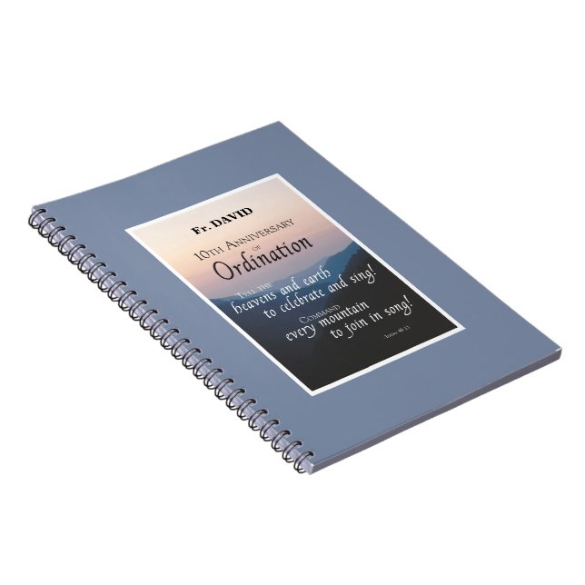 Personalize 10th Anniversary Ordination Congrats Notebook (Right Side)