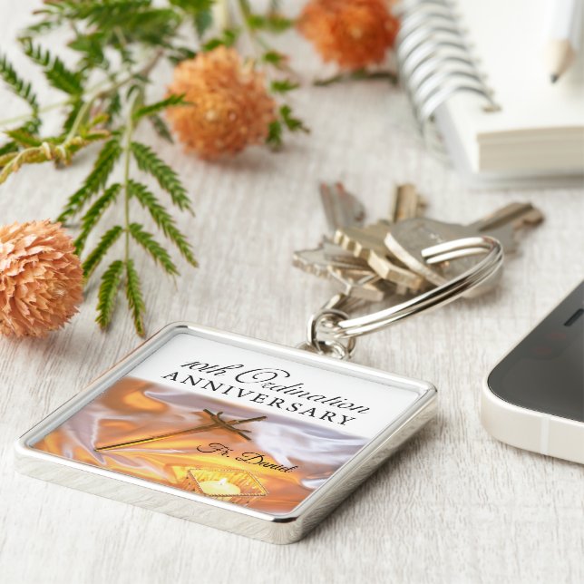 Personalize, 10th Ordination Anniversary, Cross Key Ring (Side)