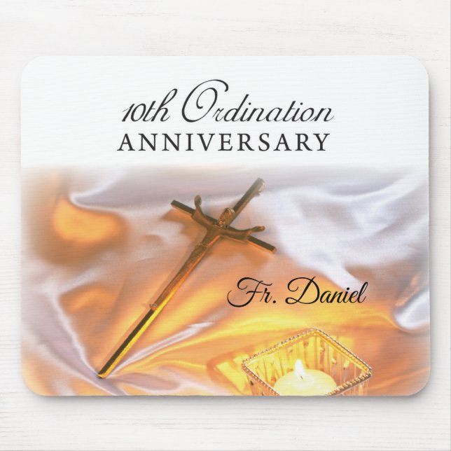 Personalize, 10th Ordination Anniversary, Cross Mouse Mat (Front)