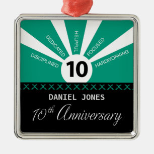 Personalize, 10th Year Employee Anniversary Metal Tree Decoration