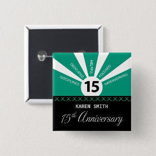 Personalize, 15th Yr Employee Business Anniversary 15 Cm Square Badge
