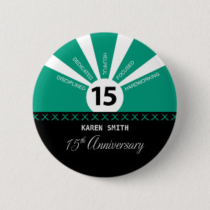 Personalize, 15th Yr Employee Business Anniversary 6 Cm Round Badge