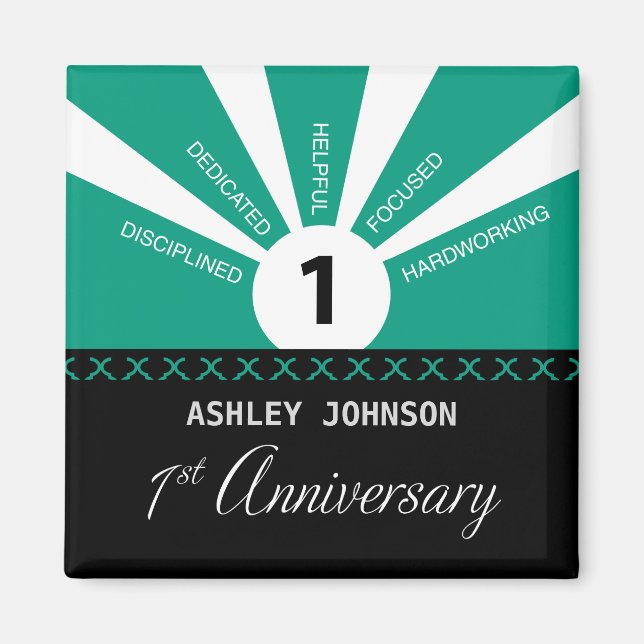 Personalize, 1st Year Employee Anniversary Magnet (Front)