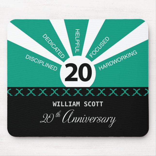 Personalize, 20th Yr Business Employee Anniversary Mouse Mat (Front)