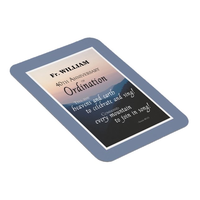 Personalize 40th Anniversary Ordination Congrats Magnet (Right Side)