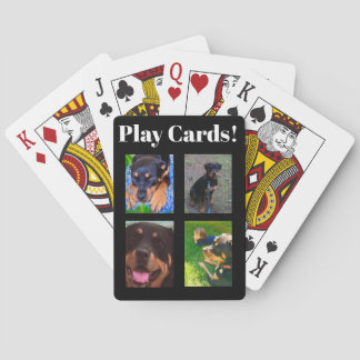 Personalize 4-Photos & Text Lucky Dog Poker Cards
