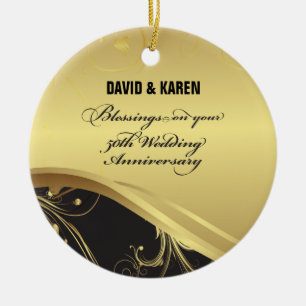 Personalize, 50th Wedding Anniversary Religious Ceramic Tree Decoration