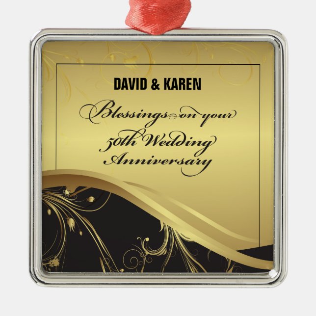 Personalize, 50th Wedding Anniversary Religious Metal Tree Decoration (Front)