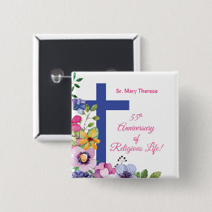 Personalize, 55th Anniversary Nun Religious Life 15 Cm Square Badge