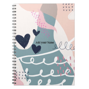 PERSONALIZE: Abstract Hearts and Lines Notebook