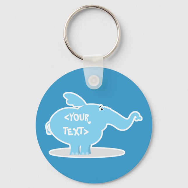 Personalize an Elephant, <YOUR TEXT> Key Ring (Front)