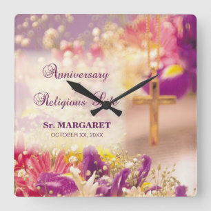 Personalize, Anniversary Religious Life, Nun Square Wall Clock