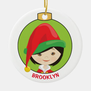 Personalize Asian Girl Elf Ceramic Tree Decoration