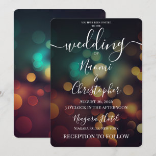 PERSONALIZE: Autumn Golden Green Bokeh Wedding Invitation