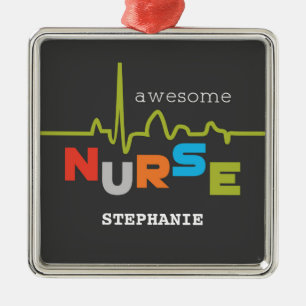Personalize, Awesome Nurse on Nurses Day Metal Tree Decoration