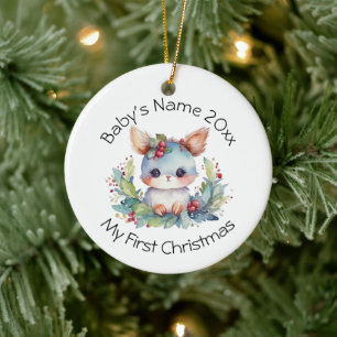 Personalize Baby’s First Christmas Name and Year Ceramic Tree Decoration