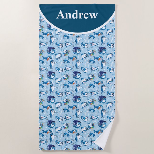 Personalize Baby Seals  Beach Towel (Front)