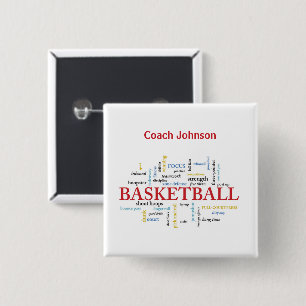 Personalize Basketball Coach Thank You in Words 15 Cm Square Badge
