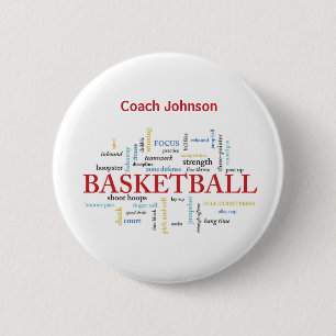 Personalize Basketball Coach Thank You in Words 6 Cm Round Badge