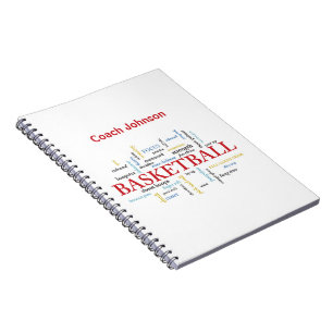 Personalize Basketball Coach Thank You in Words Notebook