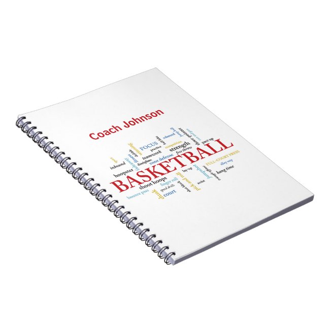 Personalize Basketball Coach Thank You in Words Notebook (Right Side)