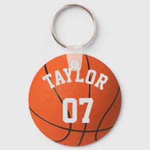 Personalize Basketball player Name and Number Key Ring