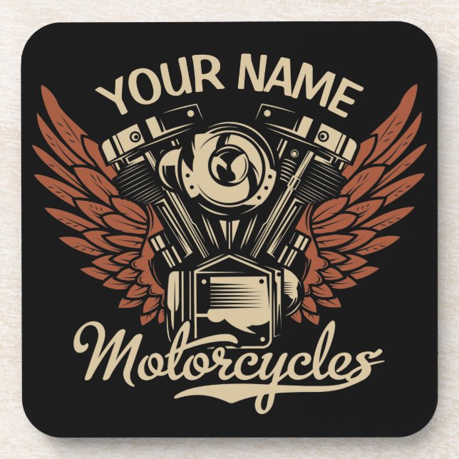  Personalize Biker Motorcycles Motor Wings Garage  Coaster (Front)