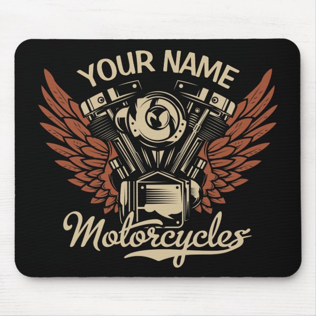  Personalize Biker Motorcycles Motor Wings Garage  Mouse Mat (Front)