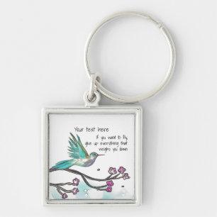 Personalize Bird Art Button Keychain