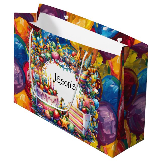 Personalize Birthday Party  Large Gift Bag (Front Angled)