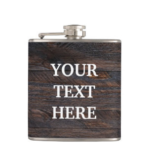 Personalize Black Wood Hip Flask