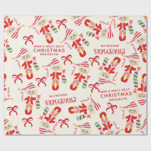 Personalize Blonde Girl Elf Wrapping Paper