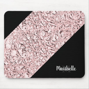 Personalize Blushed Rose Gold Faux Glitter Mouse Mat