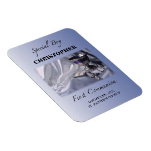 Personalize, Boy, First Communion Blue Magnet