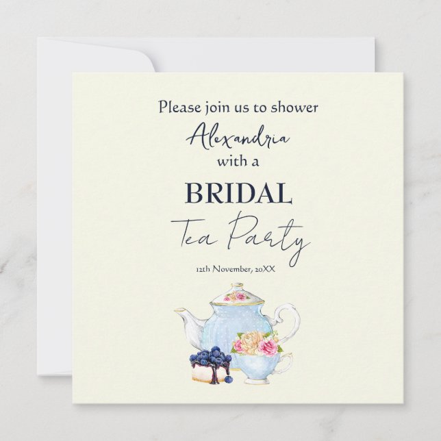 Personalize Bridal Shower Tea Party Invitation (Front)