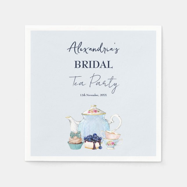 Personalize Bridal Shower Tea Party Paper Plate Napkin (Front)