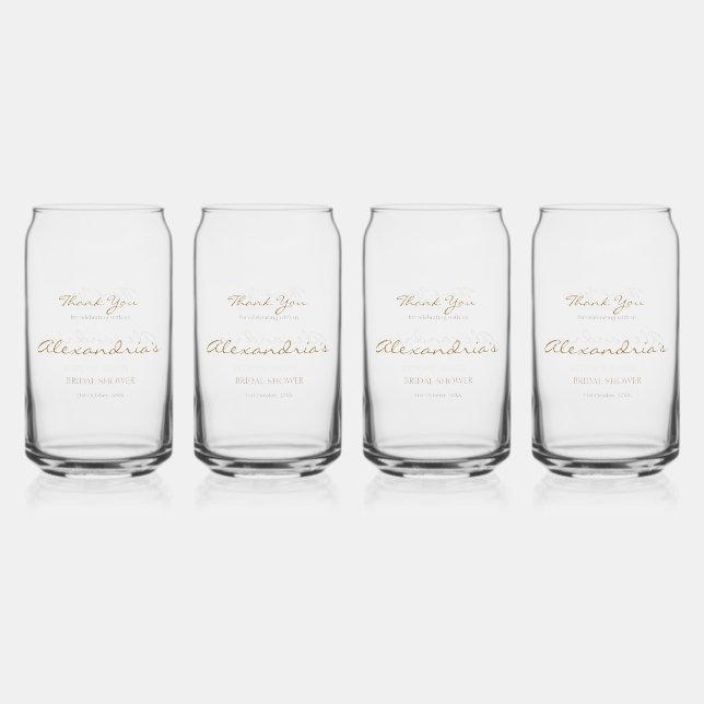 Personalize Bridal Shower Thank you Can Glass (Front)