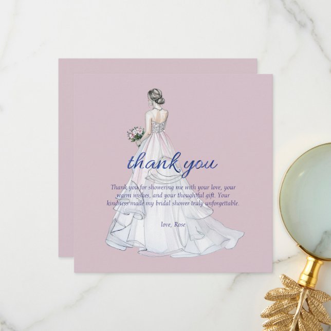 Personalize Bridal Shower Thank you Card (Front/Back In Situ)