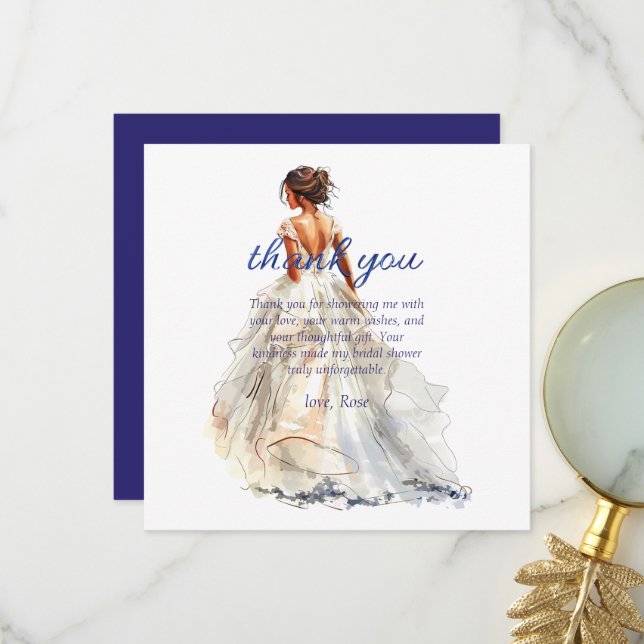 Personalize Bridal Shower Thank you Card (Front/Back In Situ)