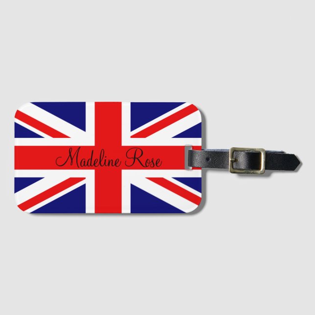 Personalize British flag Luggage Tag (Front Horizontal)