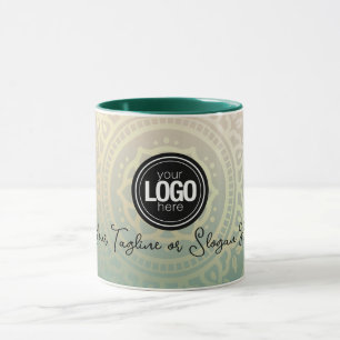 Personalize Business Logo   Elegant Green Yoga Mug