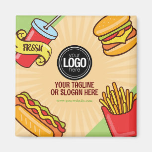Personalize Business Logo   Hamburger Hotdog Theme Magnet
