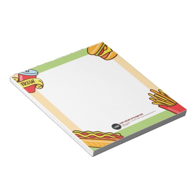 Personalize Business Logo | Hamburger Hotdog Theme Notepad (Angled)