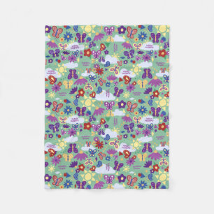 Personalize Butterfly Garden Fun Shapes Sage Green Fleece Blanket
