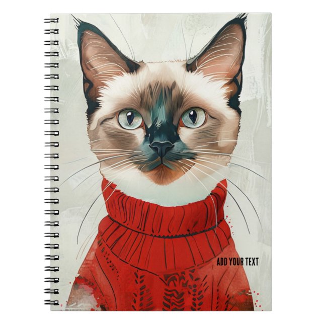 PERSONALIZE: Cat in a red sweater | Notebook (Front)