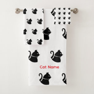 Personalize Cat Lovers Gift Bath Towel Set