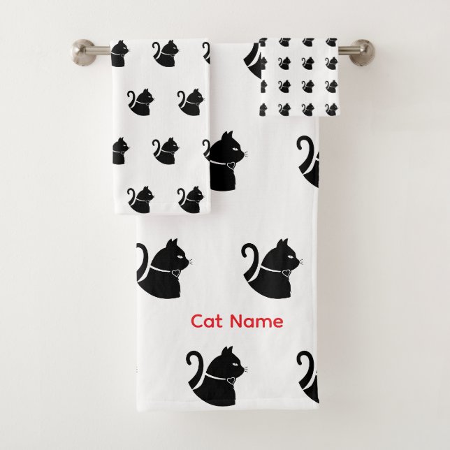 Personalize Cat Lovers Gift  Bath Towel Set (Insitu)